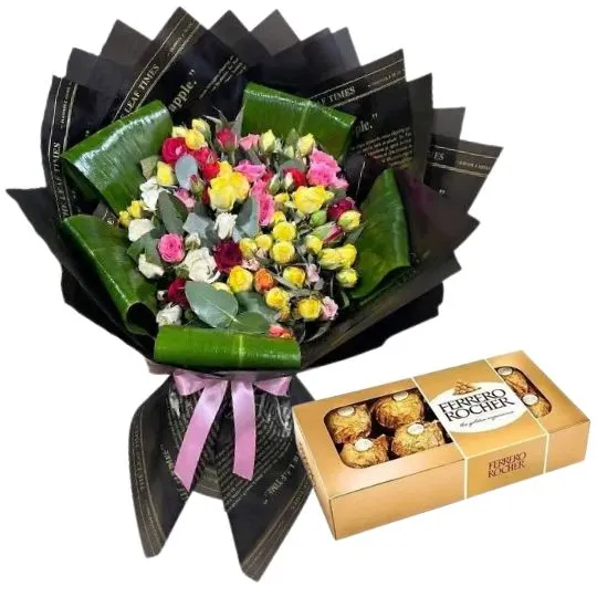 Ramos de flores rosas spray y rocher x8
